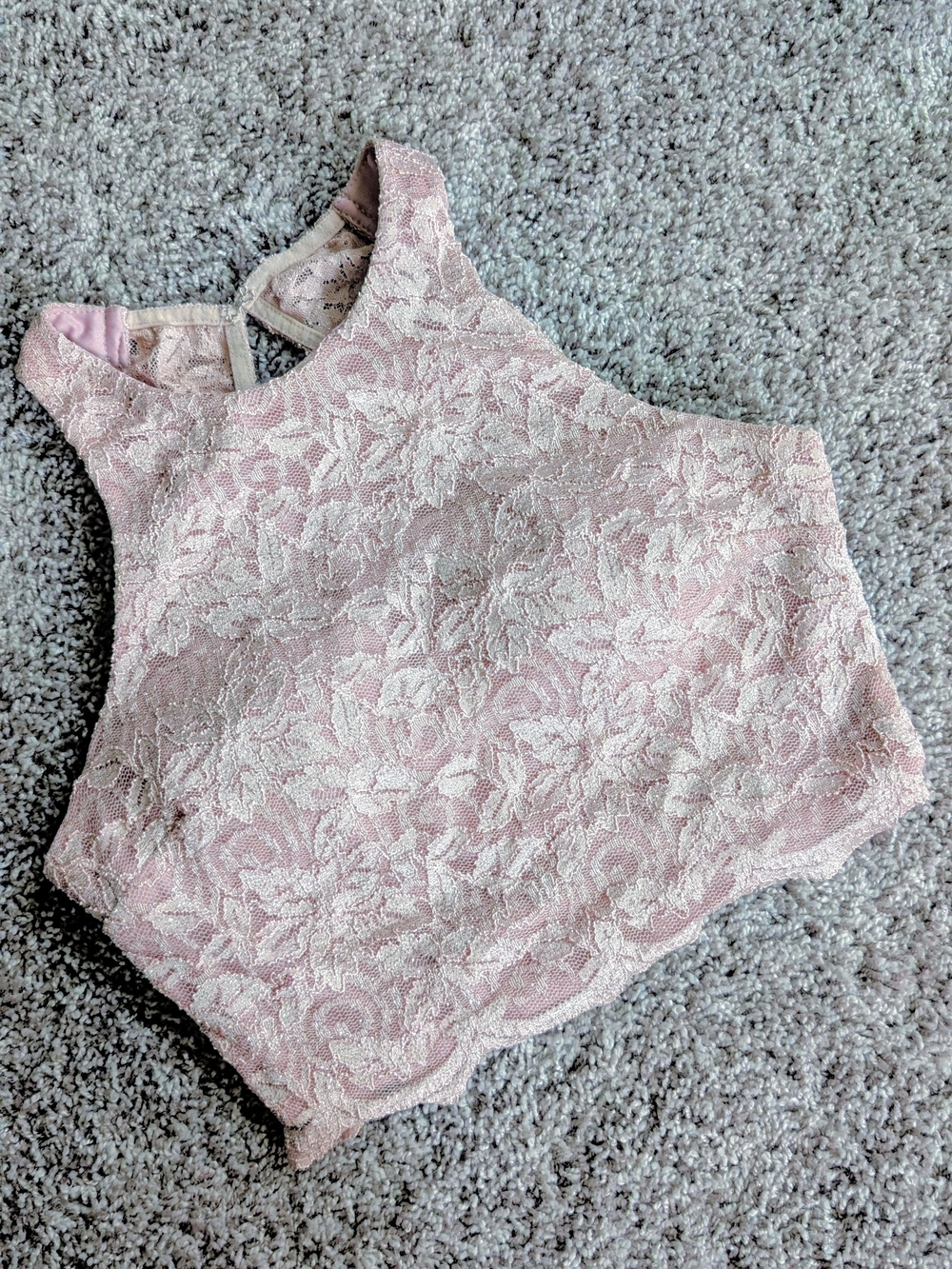 Pink Lace Sparkle Halter Crop Top